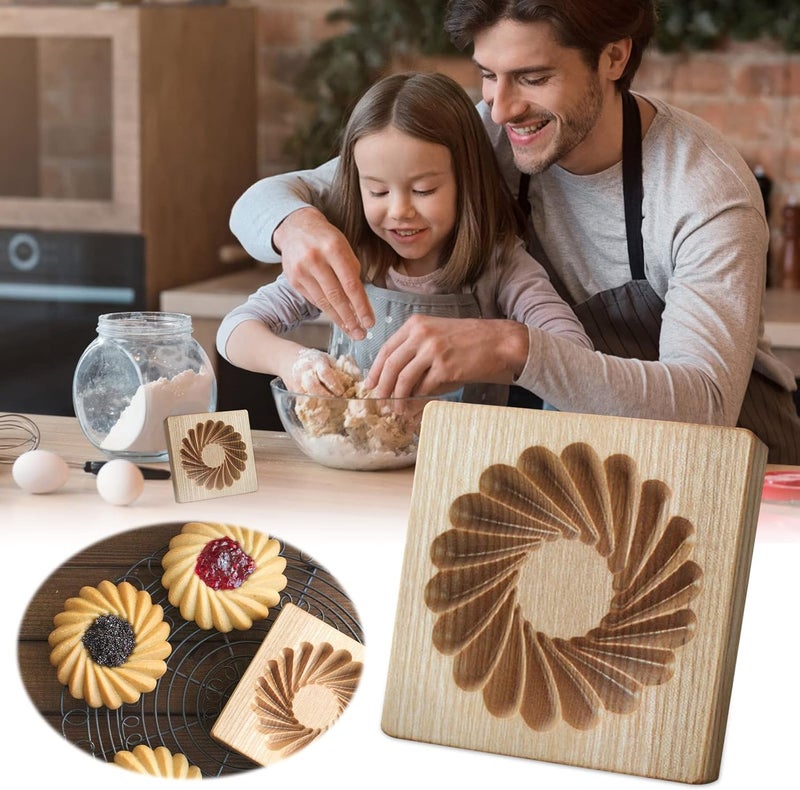 Ryetaga Wooden Cookie Biscuit Mold, 3D Baking Mold, Embossing Craft Decorating Baking Tool, Suitable for Halloween Thanksgiving Christmas Kitchen DIY (Shape E 10 * 10 * 2) - Image 3